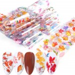 Folii de transfer, FST025 cu Flori si Frunze colorate, set 10 bucati